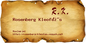 Rosenberg Kleofás névjegykártya